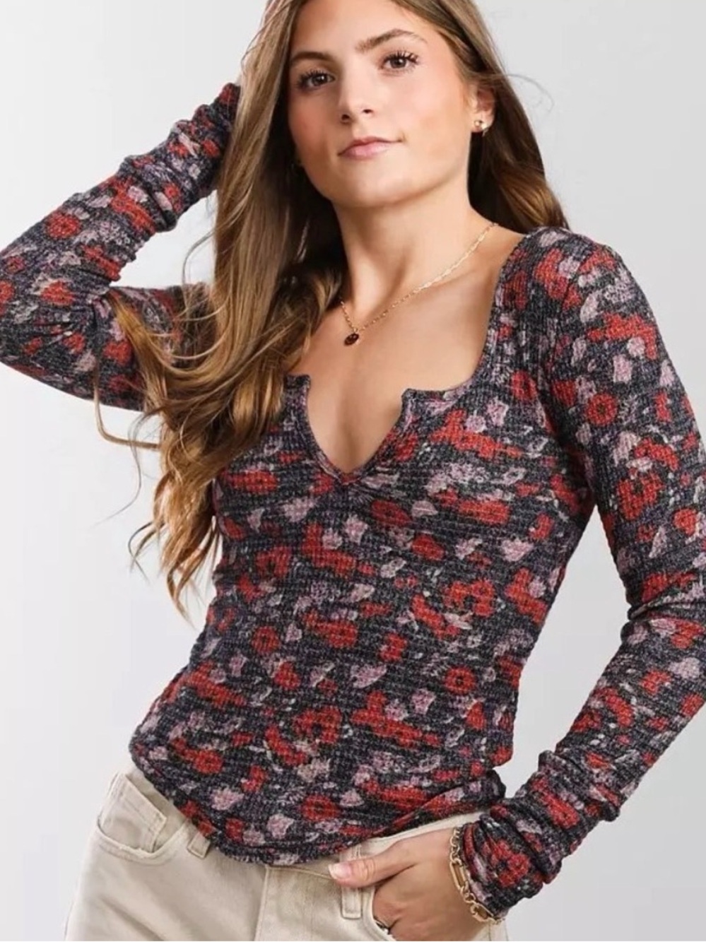 NWOT FREE PEOPLE sierra waffle knit